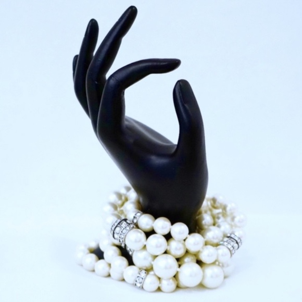 GIVENCHY~5 ROW PEARL & CRYSTAL~STATEMENT BRACELET